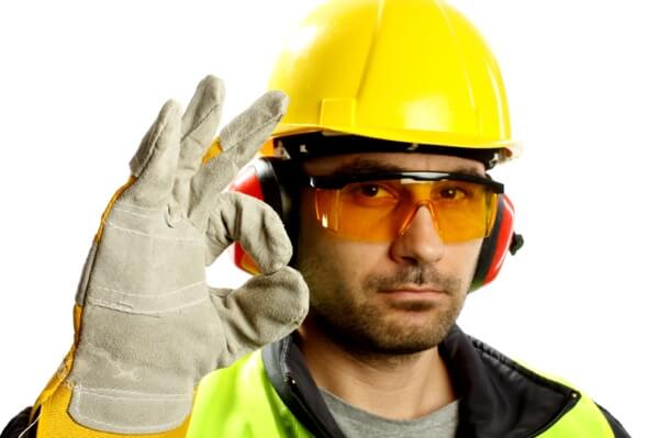 tradie with safety goggles